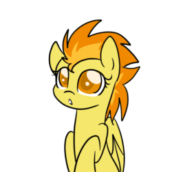 Size: 512x512 | Tagged: safe, artist:applejack-lover-fan, spitfire, pegasus, pony, g4, animated, colored, colored pupils, cute, cutefire, ear flick, feathered wings, female, gif, mare, simple background, solo, white background, wings