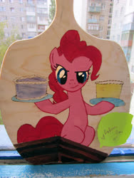 Size: 3240x4320 | Tagged: safe, artist:0okami-0ni, pinkie pie, earth pony, pony, g4, cake, cutting board, food, irl, photo, solo