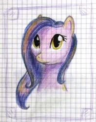 Size: 1708x2168 | Tagged: safe, artist:0okami-0ni, oc, oc only, oc:morion, pony, graph paper, lined paper, sketch, solo, traditional art