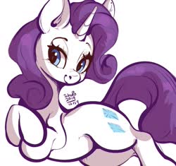 Size: 1350x1270 | Tagged: safe, artist:tohupo, rarity, pony, unicorn, g4, crossed hooves, female, lidded eyes, mare, on side, simple background, smiling, solo, white background