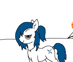 Size: 652x553 | Tagged: safe, oc, oc only, oc:spacexpone, earth pony, pony, fire, lidded eyes, looking at you, simple background, solo, white background