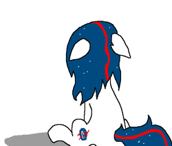 Size: 652x553 | Tagged: safe, oc, oc only, oc:nasapone, earth pony, pony, cyoa, ethereal mane, floppy ears, simple background, sitting, solo, starry mane, white background