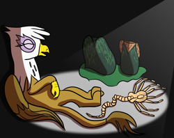 Size: 2048x1623 | Tagged: safe, artist:platinumdrop, gilda, alien, facehugger, griffon, g4, alien (franchise), alien eggs, crossover, egg, female, request, solo, this will end in death