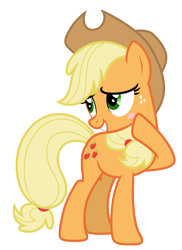 Size: 5087x7000 | Tagged: safe, artist:estories, applejack, earth pony, pony, g4, absurd resolution, blushing, cute, female, hat, jackabetes, simple background, solo, transparent background, vector