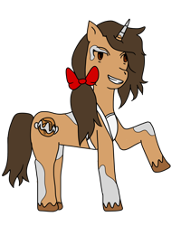 Size: 1000x1250 | Tagged: safe, oc, oc only, pony, unicorn, baker, bow, coat markings, pinto, ribbon, simple background, solo, transparent background