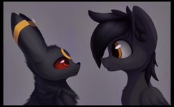 Size: 2581x1595 | Tagged: safe, artist:phi, oc, oc only, pegasus, pony, umbreon, male, pokémon, staring contest