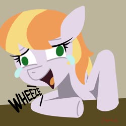Size: 2000x2000 | Tagged: safe, artist:doughnutwubbs, part of a set, copper top, earth pony, pony, g4, alternate hairstyle, crying, female, high res, laughing, meme, solo, tears of laughter, wheeze, ych result