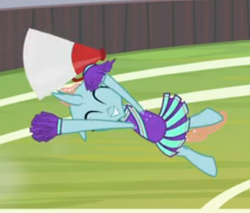 Size: 335x285 | Tagged: safe, screencap, ocellus, 2 4 6 greaaat, g4, cartwheel, cheerleader, cheerleader ocellus, cropped, cute, diaocelles, excited, eyes closed, female, megaphone, smiling, solo