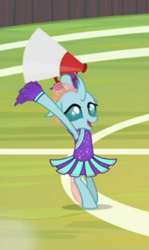 Size: 254x426 | Tagged: safe, screencap, ocellus, 2 4 6 greaaat, g4, cheerleader ocellus, cheerleader outfit, clothes, cropped, cute, diaocelles, female, megaphone, open mouth, solo