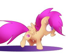 Size: 1400x1000 | Tagged: safe, artist:andromedasparkz, scootaloo, pegasus, pony, g4, colored pupils, cute, cutealoo, female, filly, open mouth, profile, simple background, solo, transparent background