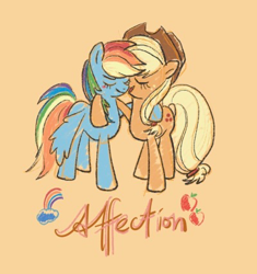 Size: 400x426 | Tagged: safe, artist:laya-21, applejack, rainbow dash, earth pony, pegasus, pony, g4, duo, female, lesbian, ship:appledash, shipping, side hug