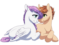 Size: 1169x900 | Tagged: safe, artist:silentwulv, oc, oc only, oc:game play, oc:specialty, pegasus, pony, unicorn, female, male, mare, prone, simple background, stallion, transparent background