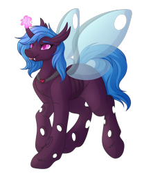Size: 3084x3492 | Tagged: safe, artist:amazing-artsong, oc, oc only, oc:colonial, changeling, high res, magic, purple changeling, simple background, solo, transparent background