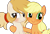 Size: 1280x868 | Tagged: safe, artist:applerougi, applejack, oc, oc:cremita, earth pony, pony, g4, blushing, cute, jackabetes, ocbetes, simple background, transparent background