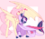 Size: 1280x1109 | Tagged: safe, artist:coonyloony, fluttershy, twilight sparkle, alicorn, bat pony, pony, vampire, vampony, g4, abstract background, alternate hairstyle, alternate universe, bat ponified, blushing, boop, chest fluff, clothes, colored hooves, colored wings, crossed hooves, cutie mark, eye clipping through hair, eyes closed, female, flutterbat, hair bun, heart, leonine tail, lesbian, lidded eyes, long tail, mare, noseboop, one wing out, prone, race swap, raised hoof, request, ship:twishy, shipping, smiling, sweater, sweatshirt, twilight sparkle (alicorn), vampire hunter, wings