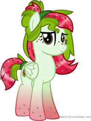 Size: 3601x4800 | Tagged: safe, artist:ace play, oc, oc only, oc:watermelana, pegasus, pony, absurd resolution, birthday gift, female, gradient hooves, looking at you, mare, simple background, solo, transparent background, vector, watermelon