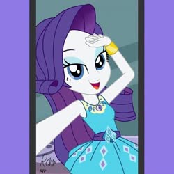 Size: 1080x1080 | Tagged: safe, artist:rjp.rammy, rarity, equestria girls, g4, my little pony equestria girls: better together, street chic, eyeshadow, female, geode of shielding, lidded eyes, looking at you, magical geodes, makeup, rarity peplum dress, selfie, solo