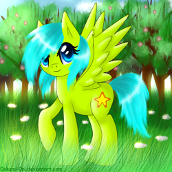Size: 3000x3000 | Tagged: safe, artist:0okami-0ni, oc, oc only, pony, flower, forest, grass, high res, solo, tree