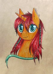 Size: 1921x2703 | Tagged: safe, artist:0okami-0ni, oc, oc only, pony, bust, solo, traditional art
