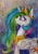 Size: 2528x3607 | Tagged: safe, artist:0okami-0ni, princess celestia, alicorn, pony, g4, crown, crying, depressedia, female, high res, jewelry, mare in the moon, moon, night, peytral, regalia, sad, solo, traditional art