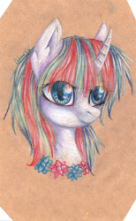 Size: 1216x1976 | Tagged: safe, artist:0okami-0ni, oc, oc only, pony, bust, solo, traditional art