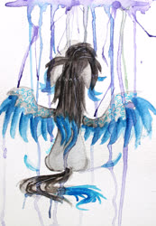 Size: 2723x3936 | Tagged: safe, artist:0okami-0ni, oc, oc only, pony, high res, paint stains, solo, traditional art, watercolor painting