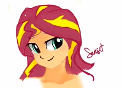 Size: 3200x2322 | Tagged: safe, artist:liaaqila, sunset shimmer, equestria girls, g4, digital art, female, high res, simple background, solo, white background
