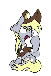 Size: 812x1200 | Tagged: safe, artist:treble clefé, derpibooru exclusive, oc, oc only, oc:derpy whooves, pegasus, pony, 2020 community collab, derpibooru community collaboration, derp, female, mailmare, pegasus oc, simple background, solo, transparent background