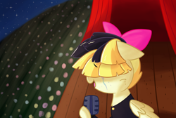 Size: 3525x2371 | Tagged: safe, artist:artiks, songbird serenade, pegasus, pony, g4, my little pony: the movie, crying, female, high res, microphone, singing, solo, stage
