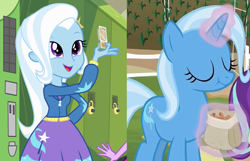 Size: 1356x872 | Tagged: safe, edit, screencap, trixie, unicorn, all bottled up, equestria girls, g4, my little pony equestria girls, cinnamon nuts, comparison, food, peanut butter