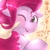 Size: 1536x1536 | Tagged: safe, artist:kurogewapony, pinkie pie, earth pony, pony, g4, bust, cheek squish, cute, diapinkes, female, floppy ears, hand, japanese, mare, offscreen character, offscreen human, one eye closed, plewds, poking, portrait, solo, squishy cheeks