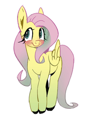 Size: 444x600 | Tagged: safe, artist:jj, fluttershy, pegasus, pony, g4, blushing, colored hooves, cute, female, mare, pixiv, shyabetes, simple background, solo, white background