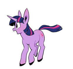 Size: 600x567 | Tagged: safe, artist:jj, twilight sparkle, pony, unicorn, g4, big ears, colored hooves, cute, female, mare, open mouth, pixiv, profile, simple background, solo, twiabetes, unicorn twilight, white background