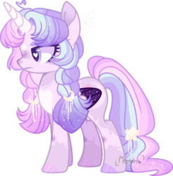 Size: 1280x1305 | Tagged: safe, artist:mint-light, artist:moon-rose-rosie, oc, oc only, oc:celestial moon, alicorn, pony, alicorn oc, alternate design, base used, braid, female, heart eyes, horn, magical lesbian spawn, mare, offspring, parent:rainbow dash, parent:twilight sparkle, parents:twidash, simple background, solo, transparent background, twin braids, white outline, wingding eyes