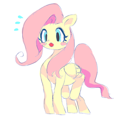 Size: 5031x4843 | Tagged: safe, artist:1229noniha4, fluttershy, pegasus, pony, g4, absurd resolution, blush sticker, blushing, cute, female, mare, open mouth, pixiv, plewds, shyabetes, simple background, solo, white background