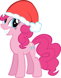 Size: 8800x11224 | Tagged: safe, alternate version, artist:ace play, pinkie pie, earth pony, pony, g4, absurd resolution, christmas, cute, female, grin, hat, holiday, mare, santa hat, simple background, smiling, solo, transparent background, vector