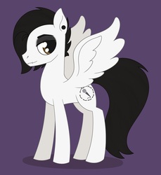 Size: 1675x1828 | Tagged: safe, artist:dyonys, oc, oc:motionless white, pegasus, pony, chris cerulli, ear piercing, earring, eyeshadow, jewelry, makeup, male, motionless in white, piercing, show accurate, spread wings, stallion, standing, wings