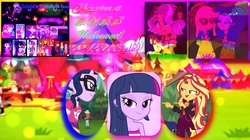 Size: 1280x717 | Tagged: safe, edit, edited screencap, screencap, adagio dazzle, applejack, aria blaze, dirk thistleweed, hunter hedge, micro chips, rarity, sci-twi, sonata dusk, starlight glimmer, sunset shimmer, twilight sparkle, vignette valencia, equestria girls, equestria girls specials, festival filters, g4, inclement leather, inclement leather: vignette valencia, lost and pound, lost and pound: spike, my little pony equestria girls, my little pony equestria girls: better together, my little pony equestria girls: choose your own ending, my little pony equestria girls: sunset's backstage pass, equestria girls logo, fanfic, fanfic art, fanfic cover, female, festival, glasses, lesbian, mc dex fx, ship:rarijack, shipping, the dazzlings