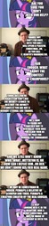Size: 500x2288 | Tagged: safe, edit, edited screencap, editor:lord you know who, screencap, twilight sparkle, alicorn, human, pony, g4, atop the fourth wall, avengers: endgame, christmas, comic, fanfic art, female, hearth's warming eve, holiday, imgflip, implied grogar, implied lord tirek, implied scorpan, infinity gauntlet, infinity stones, irl, irl human, linkara, male, mare, photo, screencap comic, thanos, twilight sparkle (alicorn)