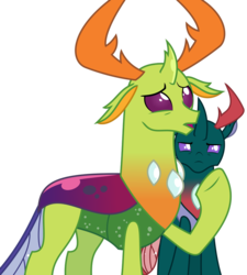 Size: 848x942 | Tagged: safe, artist:sketchmcreations, pharynx, thorax, changedling, changeling, g4, the ending of the end, brothers, changedling brothers, duo, king thorax, male, open mouth, prince pharynx, raised hoof, siblings, simple background, transparent background, vector