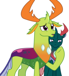 Size: 3041x3375 | Tagged: safe, alternate version, artist:sketchmcreations, edit, pharynx, thorax, changedling, changeling, g4, the ending of the end, brothers, changedling brothers, duo, duo male, high res, king thorax, male, open mouth, pony eyes, pony eyes edit, prince pharynx, raised hoof, siblings, simple background, transparent background, vector