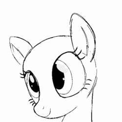 Size: 500x500 | Tagged: safe, artist:peachesandcreamated, oc, oc only, earth pony, pony, animated, blinking, bust, earth pony oc, frame by frame, gif, lineart, simple background, smiling, transparent background