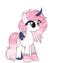 Size: 2359x2543 | Tagged: safe, artist:peachesandcreamated, oc, oc only, oc:arias shores, original species, pony, unicorn, curved horn, female, high res, hoof shoes, horn, mare, simple background, smiling, solo, transparent background, unicorn oc, unshorn fetlocks, waterfaller, watermark