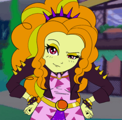 Size: 1052x1037 | Tagged: safe, artist:root, adagio dazzle, equestria girls, g4, animated, bent over, bracelet, clothes, female, gif, jacket, jewelry, kissy face, leather jacket, looking at you, one eye closed, solo, spiked wristband, wink, wristband