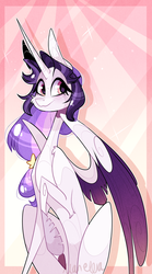 Size: 1289x2311 | Tagged: safe, artist:manella-art, oc, oc only, oc:sunny moonlight, alicorn, pony, female, magical lesbian spawn, mare, offspring, parent:rainbow dash, parent:twilight sparkle, parents:twidash, raised hoof, redesign, sitting, solo, two toned wings, wings