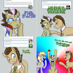Size: 1502x1502 | Tagged: safe, artist:jitterbugjive, derpy hooves, doctor whooves, time turner, oc, oc:neosurgeon, pony, lovestruck derpy, g4, doctor who, faic, sonic screwdriver, the doctor