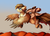 Size: 3509x2550 | Tagged: safe, artist:pridark, oc, oc only, oc:sandstorm, pegasus, pony, cloven hooves, colored wings, commission, desert, flying, goggles, high res, male, multicolored wings, solo, wings
