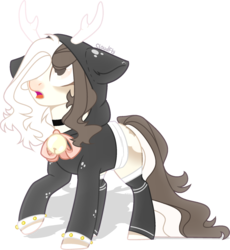 Size: 1868x2032 | Tagged: safe, artist:rerorir, oc, oc only, pony, antlers, base used, clothes, female, hoodie, mare, simple background, solo, transparent background