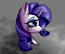 Size: 6000x5000 | Tagged: safe, artist:luxsimx, rarity, pony, unicorn, g4, bust, crying, female, makeup, portrait, running makeup, sad, solo