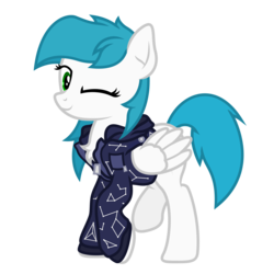 Size: 2373x2373 | Tagged: safe, artist:zylgchs, oc, oc only, oc:cynosura, pegasus, pony, 2020 community collab, derpibooru community collaboration, clothes, female, high res, simple background, solo, transparent background, vector